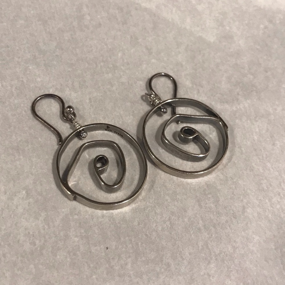 Artisan Sterling Silver Swirl Dangle Earrings